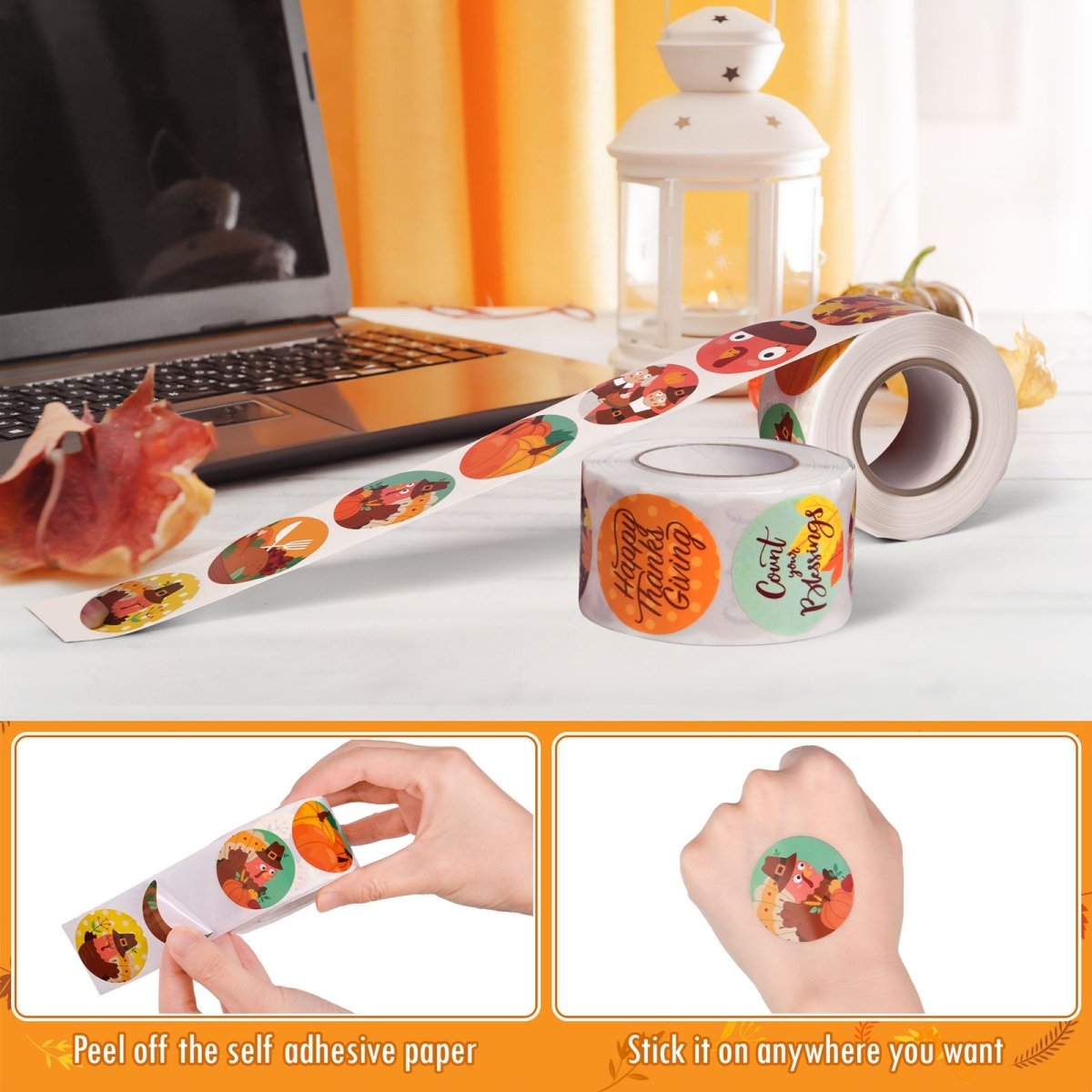 Thanksgiving Sticker Roll Collection 1000 Pcs - PopFun