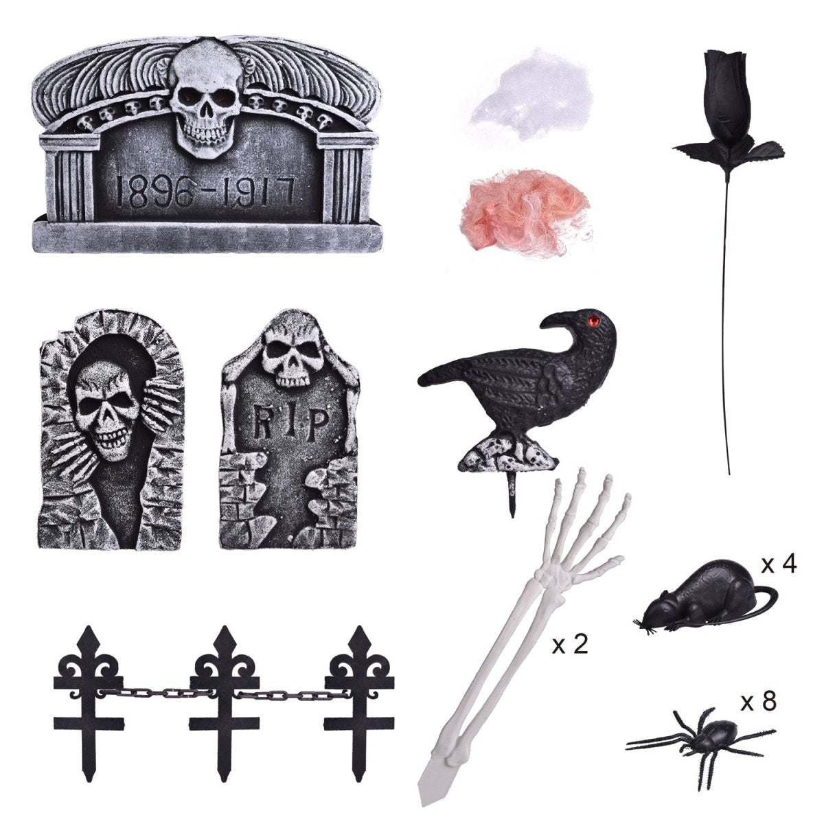 Tombstone Decorations with Spiders - PopFun