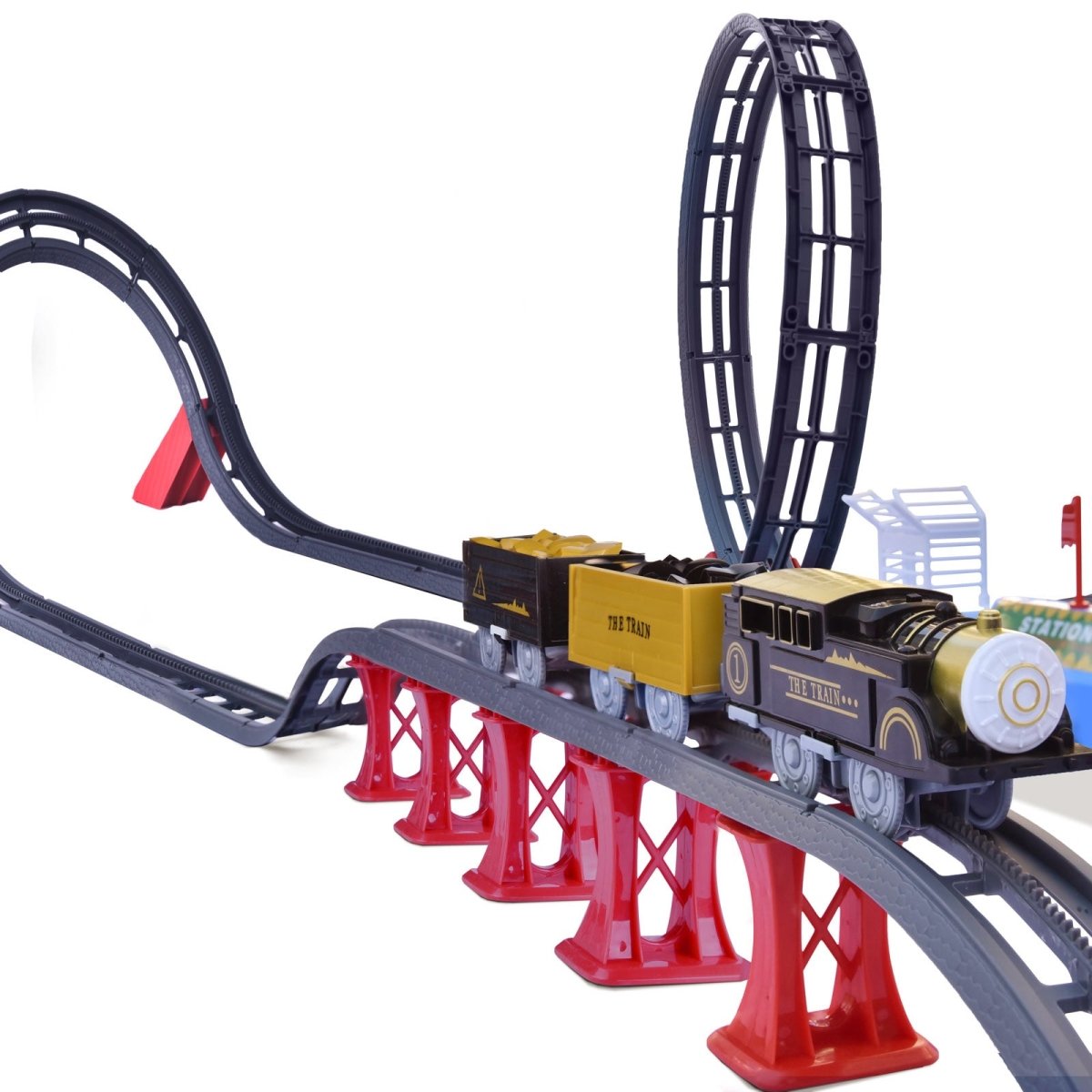 Toy Train Station with Track Toy Train Pop Fun PopFun