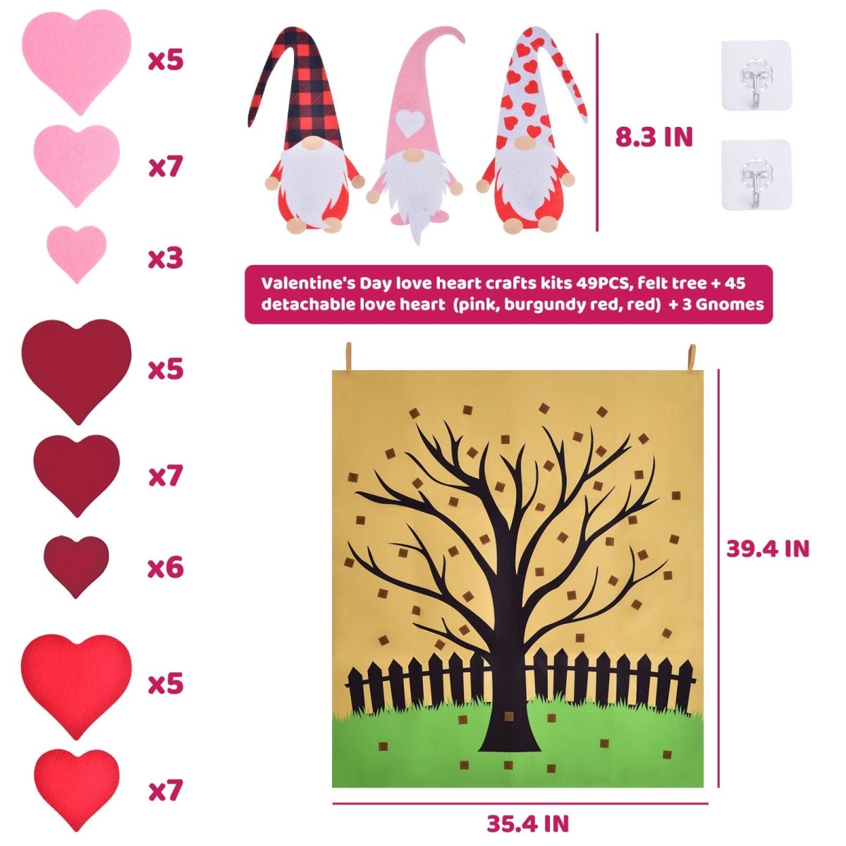 Valentine Felt Tree Decoration - PopFun