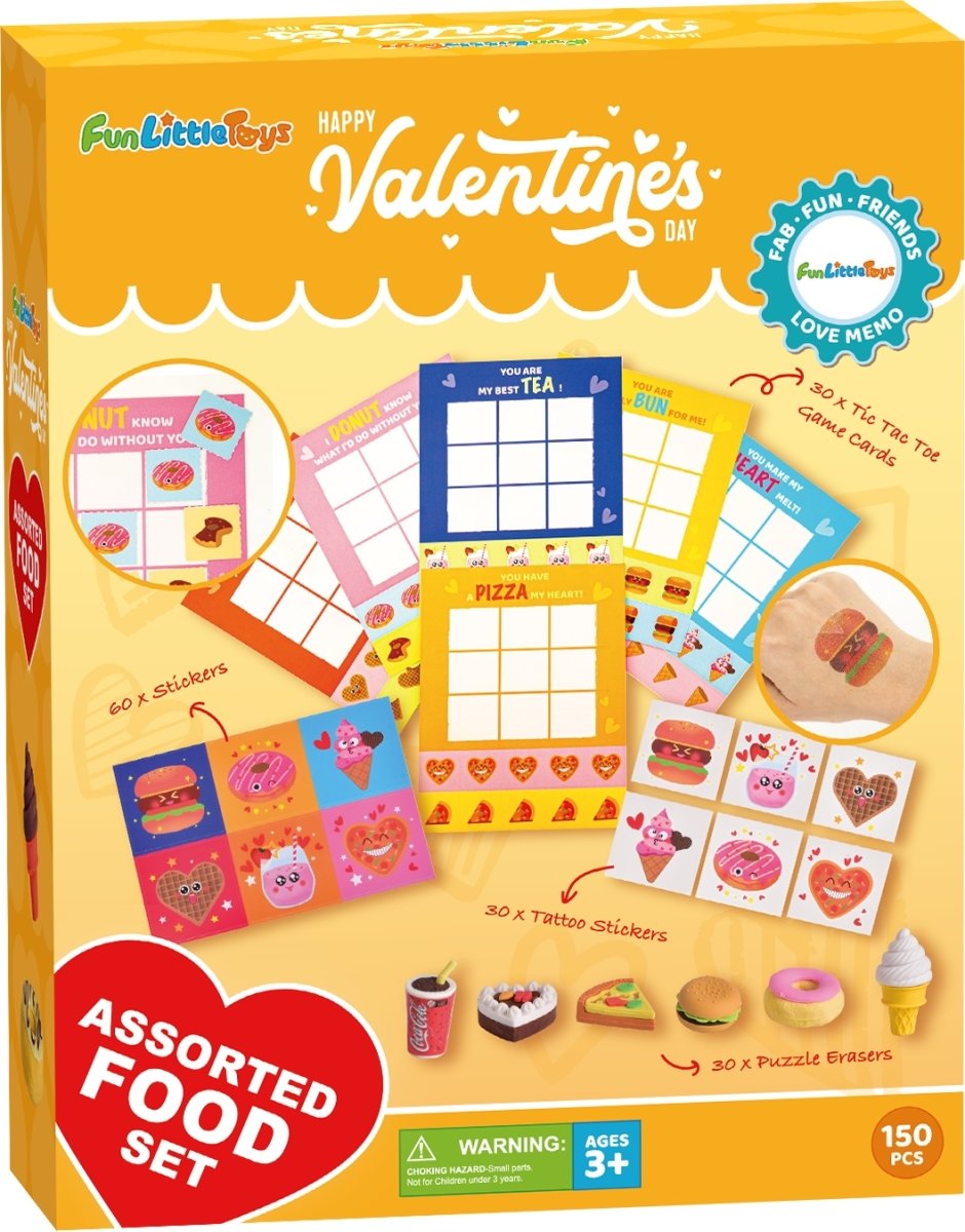 Valentines Day Game Cards with Tattoos Erasers & Stickers - PopFun