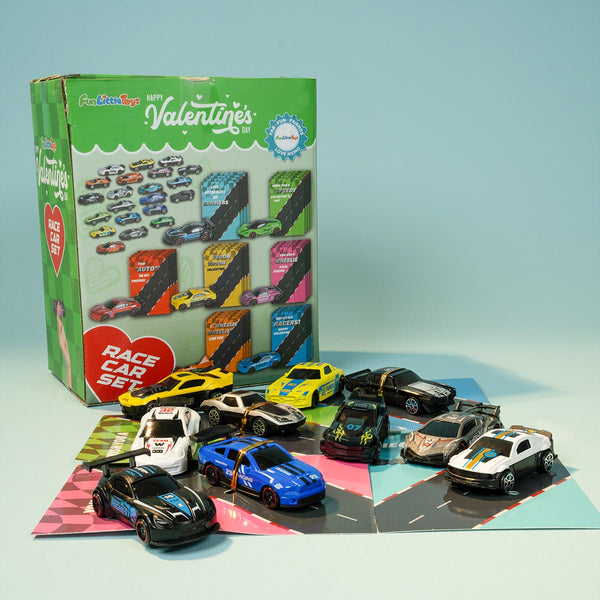 Valentines Day Gifts Cards with Racing Car Toys 28 Pcs | PopFun