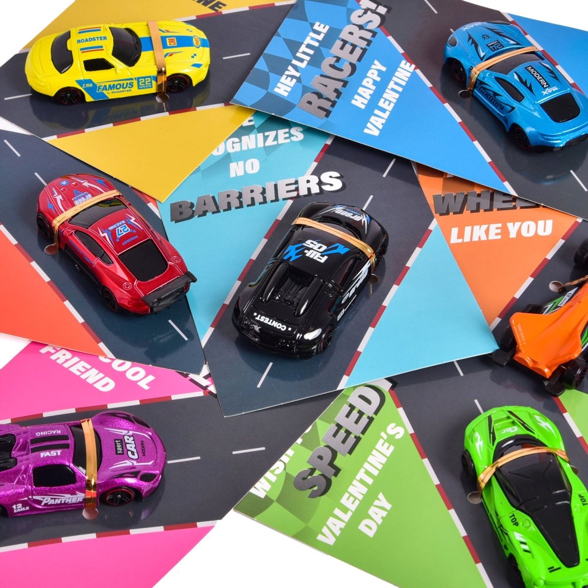 Valentines Day Gifts Cards with Racing Car Toys (28pcs) - PopFun