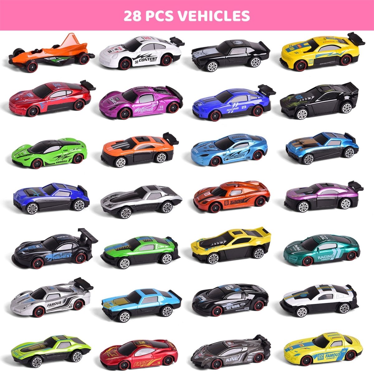 Valentines Day Gifts Cards with Racing Car Toys (28pcs) - PopFun