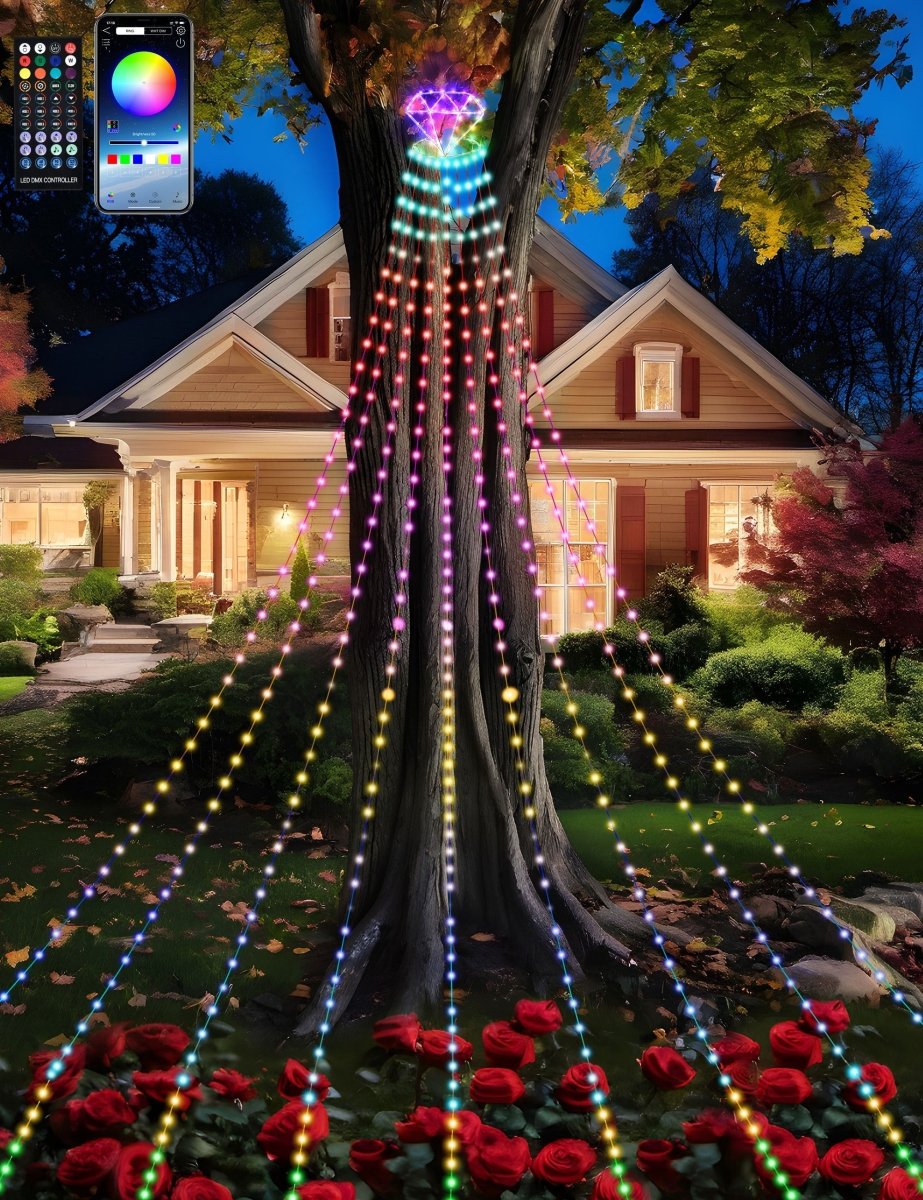 Valentine’s Diamond Topper Waterfall Outdoor String Lights - Wholesale - PopFun