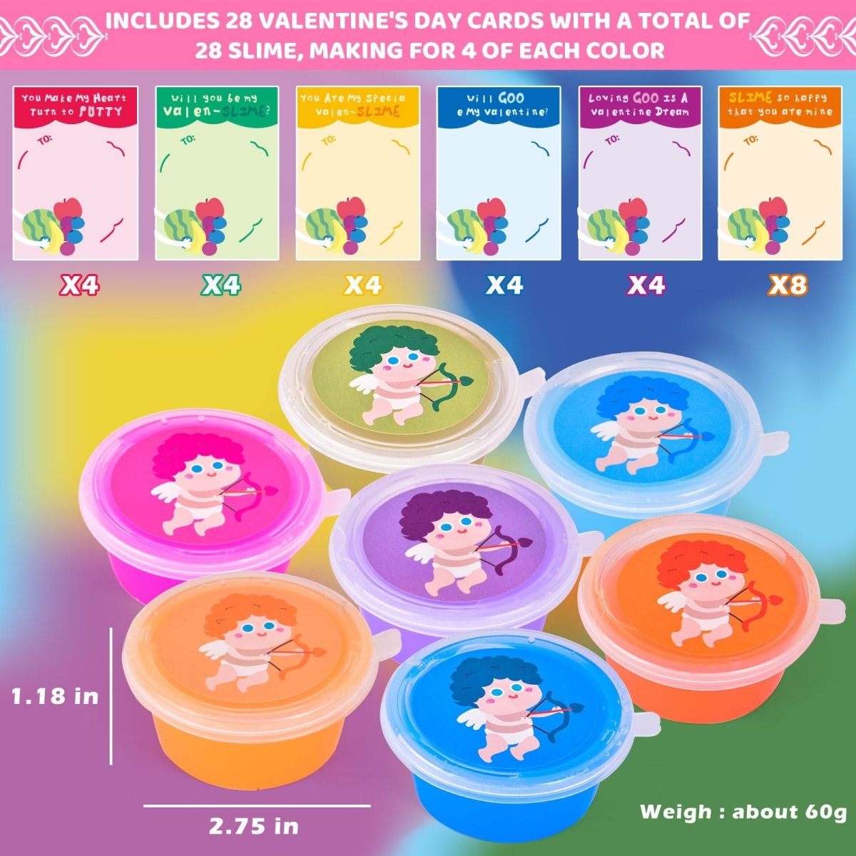 Valentines Gift Slime Kit with Cards (28pcs) - PopFun
