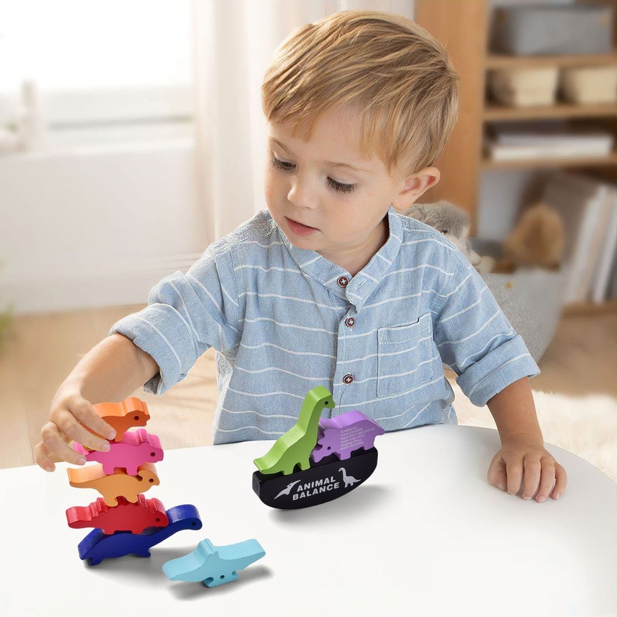 Wooden Dinosaurs Stacking Toy for Toddlers - PopFun