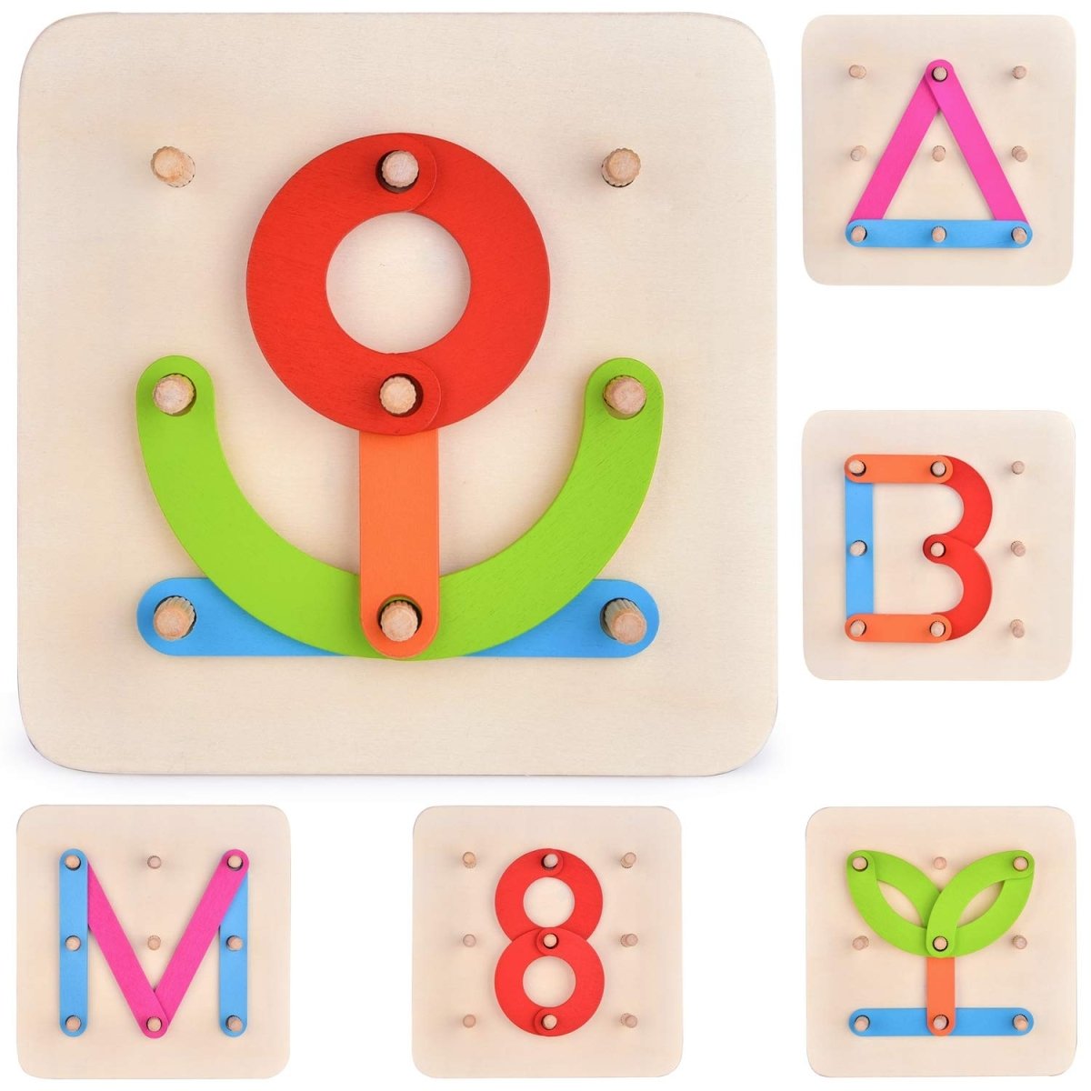 Montessori Wooden Pegboard Toy Number Construction Puzzle Peg