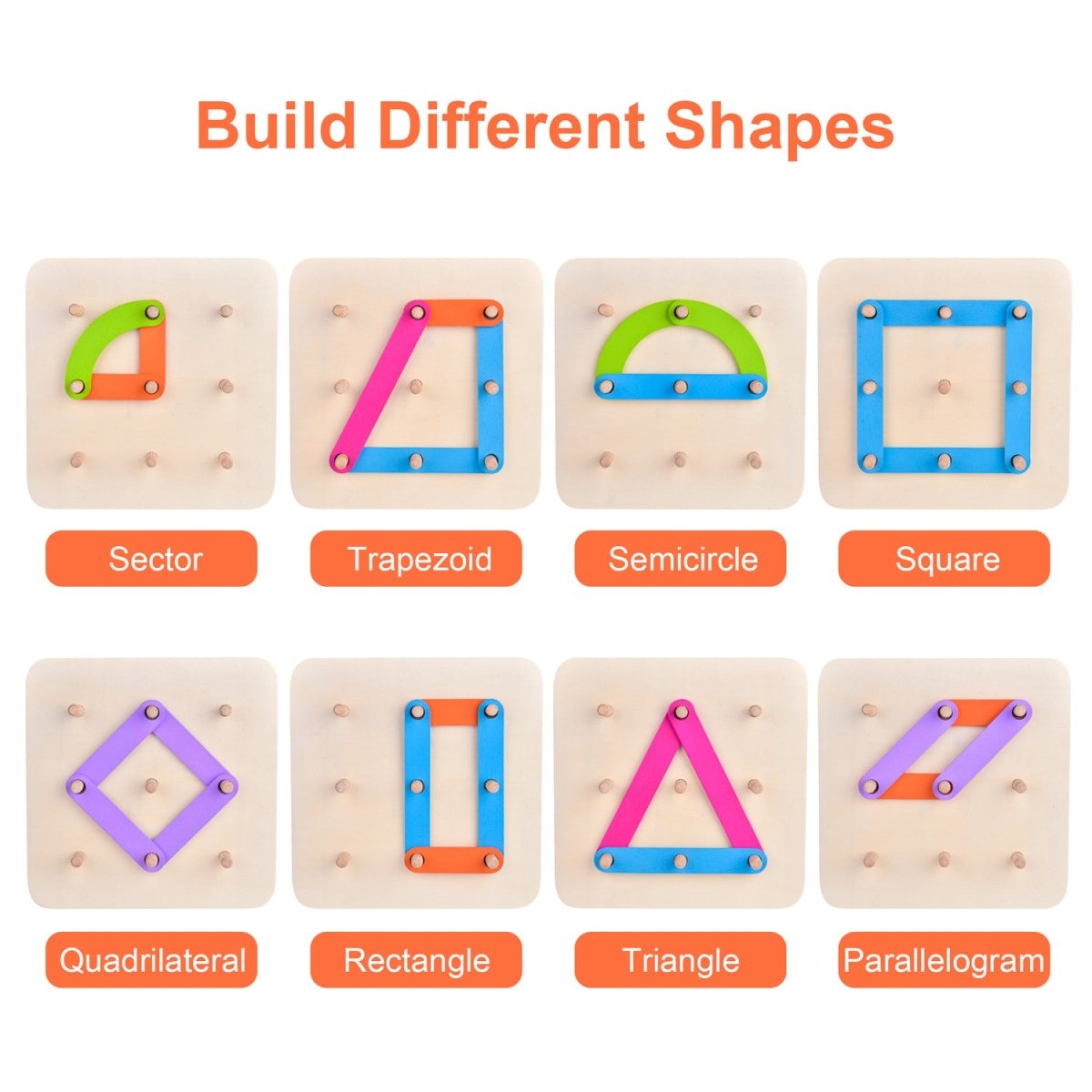 Wooden Peg Board Puzzle - PopFun