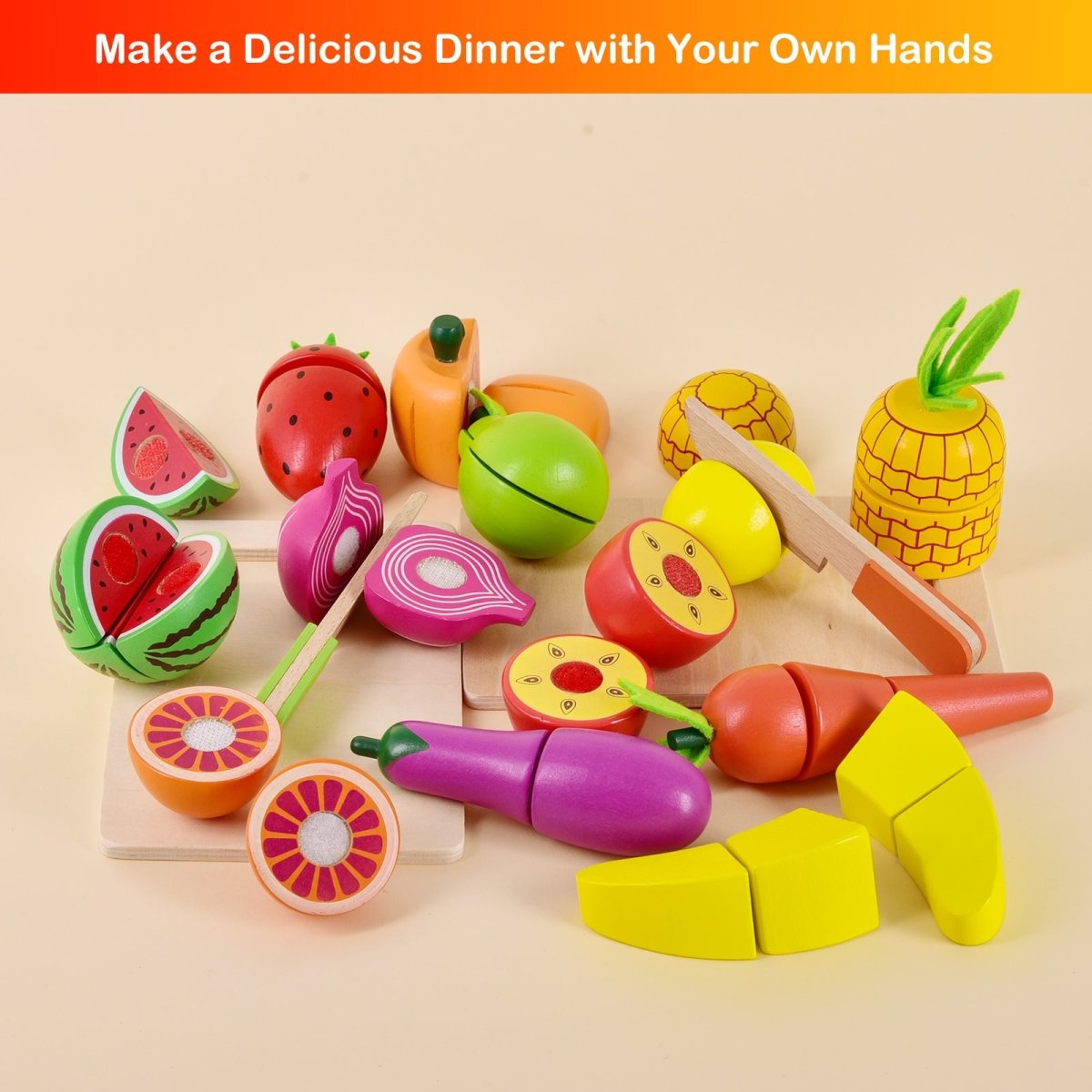 Wooden Play Food for Kids - PopFun